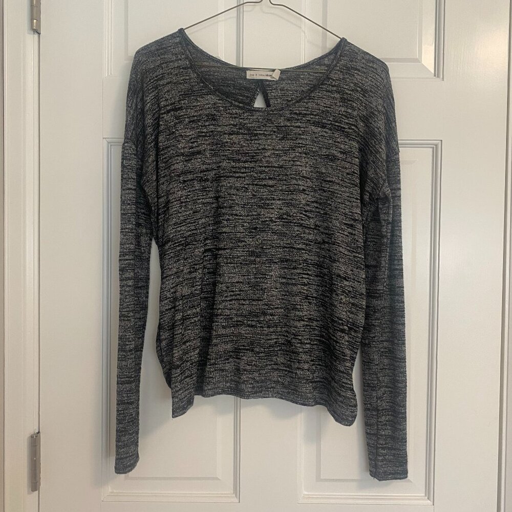 Preowned Rag & Bone Women Black Grey Space Dye Open Back Crossover Top Size XS/S